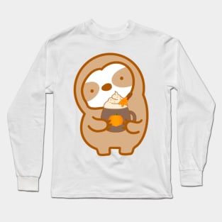 Cute Pumpkin Spice Latte Sloth Long Sleeve T-Shirt